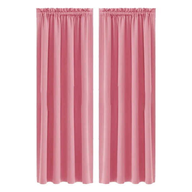 Cortinas de ahorro de energía, Estilo escandinavo, Color sólido, Seda, 2PC de oscurecimiento, Aislamiento térmico, 96X213cm, Rosa