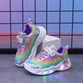 thumbnail image 7 of yboeqw Little Girls Hook and Loop Light‑Up Sneakers Rainbow Star Print LED Flashing Sole Lightweight Non‑Slip Casual Athletic Shoes for Little Girls, 7 of 7