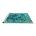 thumbnail image 2 of Ahgly Company Machine Washable Indoor Square Oriental Turquoise Blue Industrial Area Rugs, 3' Square, 2 of 4
