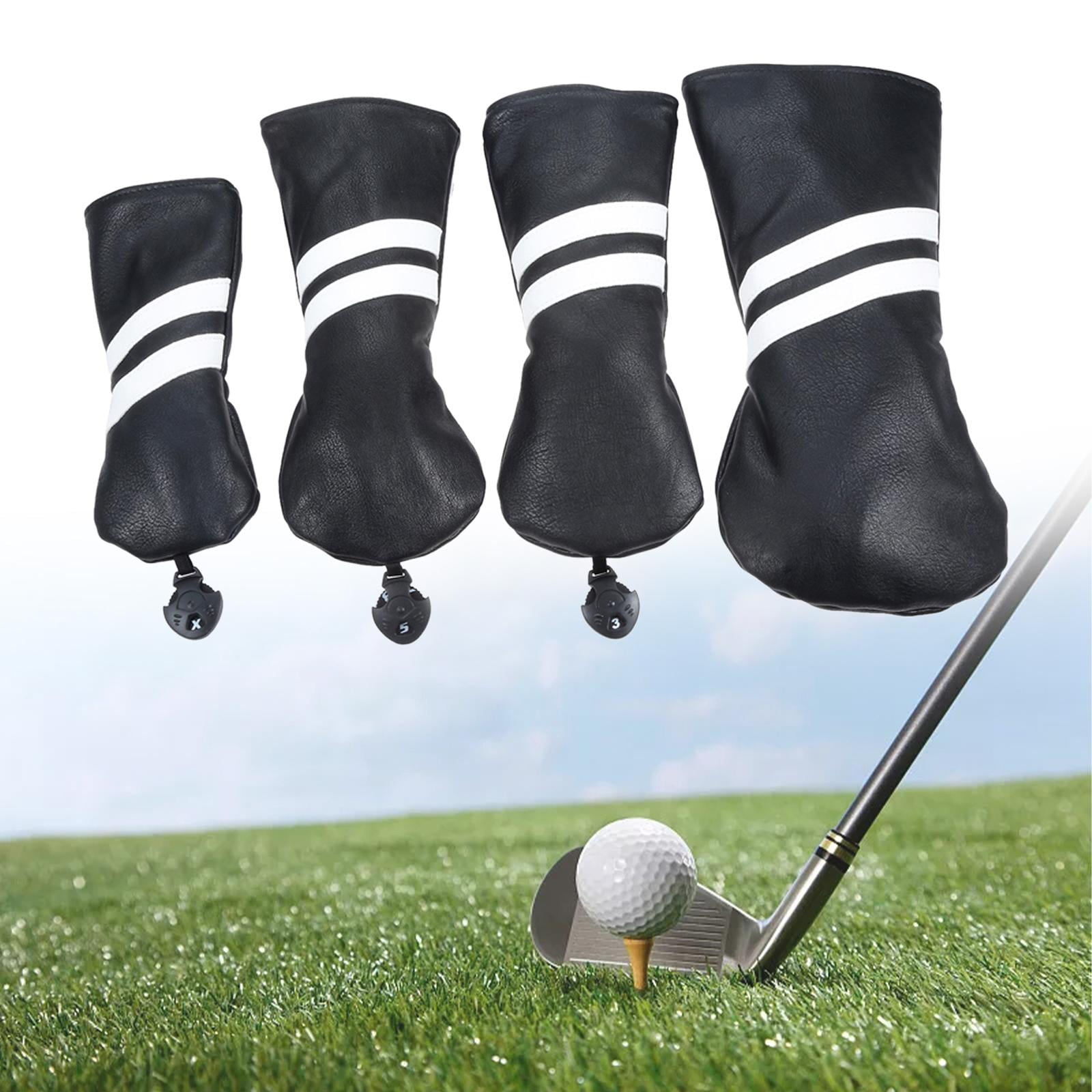 Golf Club Head Cover with No. Tags Hybrid Head Cover Embroidered Patterned for Fairway Woods Headcovers Fit Fairway Woods Golf Accessories Black