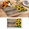 thumbnail image 6 of Sunflower Welcome Placemats Set of 6 Farmhouse Brown Wood Grain Rustic Place Mats Indoor Wipeable Table Mats Washable Cloth Dining Table Placemats for Kitchen Holiday Party Home Decor 13x19 Inch, 6 of 9