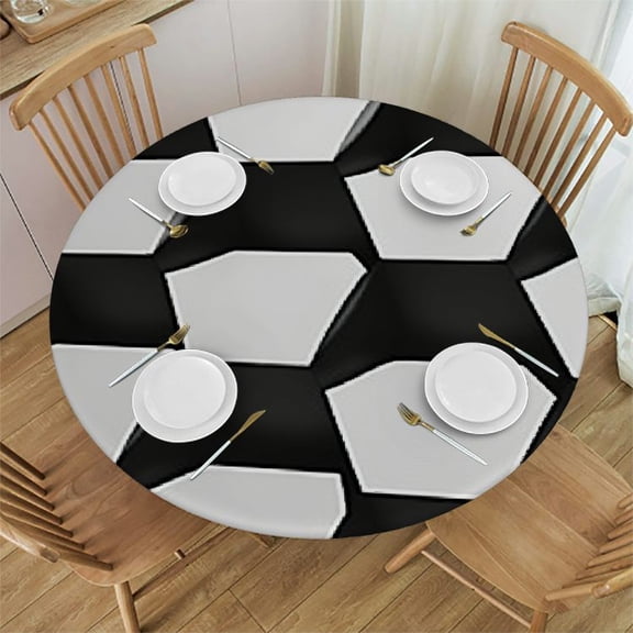 BANET Round Tablecloth, Soccer Table Cloth, Stain Resistance, Water Repellent and , Colorful Circle Tablecloth for Home Kitchen Dining Party Patio Indoor and Outdoor 31"-35