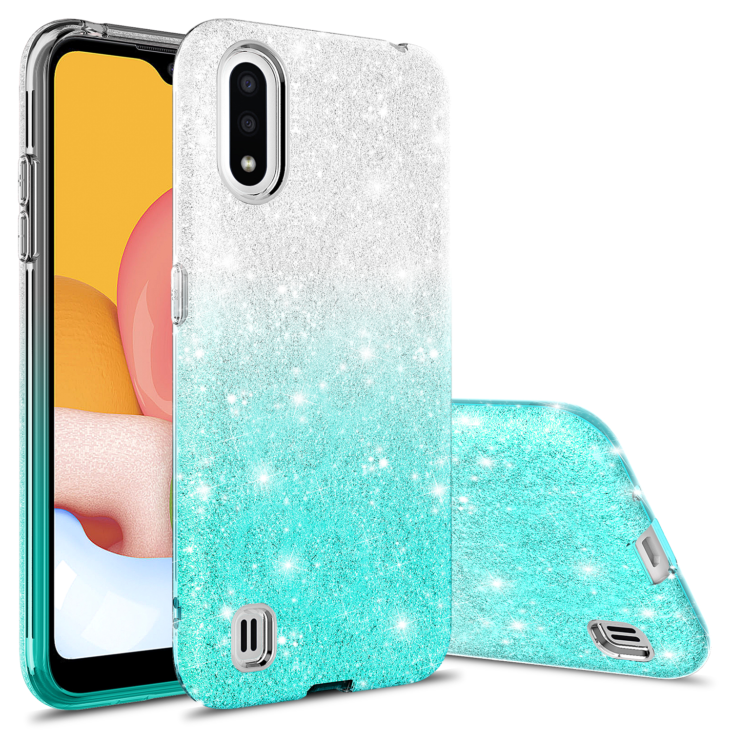 Samsung Galaxy A01 Ultra Case Rosebono Cute Fashinon Slim Luxury Shinning Sparkle Bling Classy Glitter Sparkle Girl Girly Women Protective Cover For Samsung Galaxy A01 Silver Teal Walmart Com Walmart Com