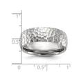 thumbnail image 3 of Mens Stainless Steel Polished Hammered Band Ring (7.5mm), 3 of 5