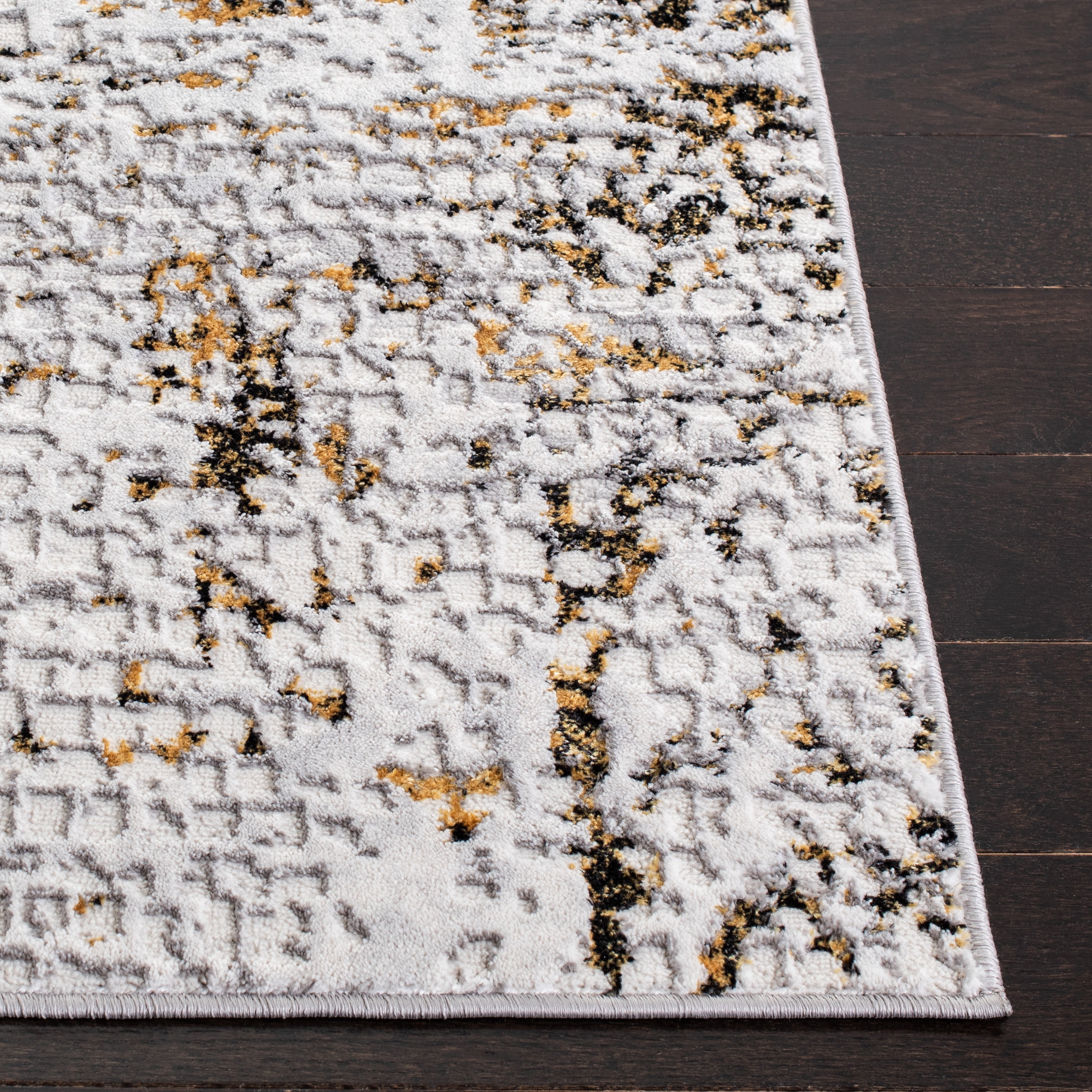 SAFAVIEH Amelia Jimmy Dot-Print Area Rug, Gray/Gold, 4'5" x 6'5"