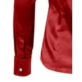 thumbnail image 4 of J. METHOD Women's Satin Button Down Shirt Long Cuff Sleeve Collar Silky Office Work Formal Casual Blouse Top NEWT74 Red M, 4 of 7
