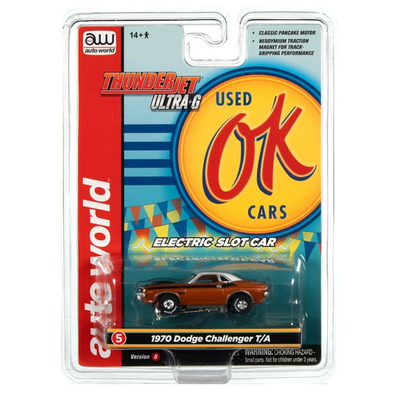Auto World Sc377 R1 Thunderjet Ultra G Slot Car 1970 Dodge Challenger Sr B Brown