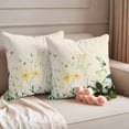 thumbnail image 2 of Yellow Floral Summer Outdoor Waterproof Pillow Covers, Vintage Green Botanical Decorative Square Throw Pillowcase Sofa Cushion Sham for Patio/Couch/Chair, 16"x16" 2 Pack, 2 of 8