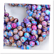108 Pcs 8 MM Colorful Imperial Jasper Gemstones - Loose Stone Beads for Jewelry Making with Sea Sediment Beads