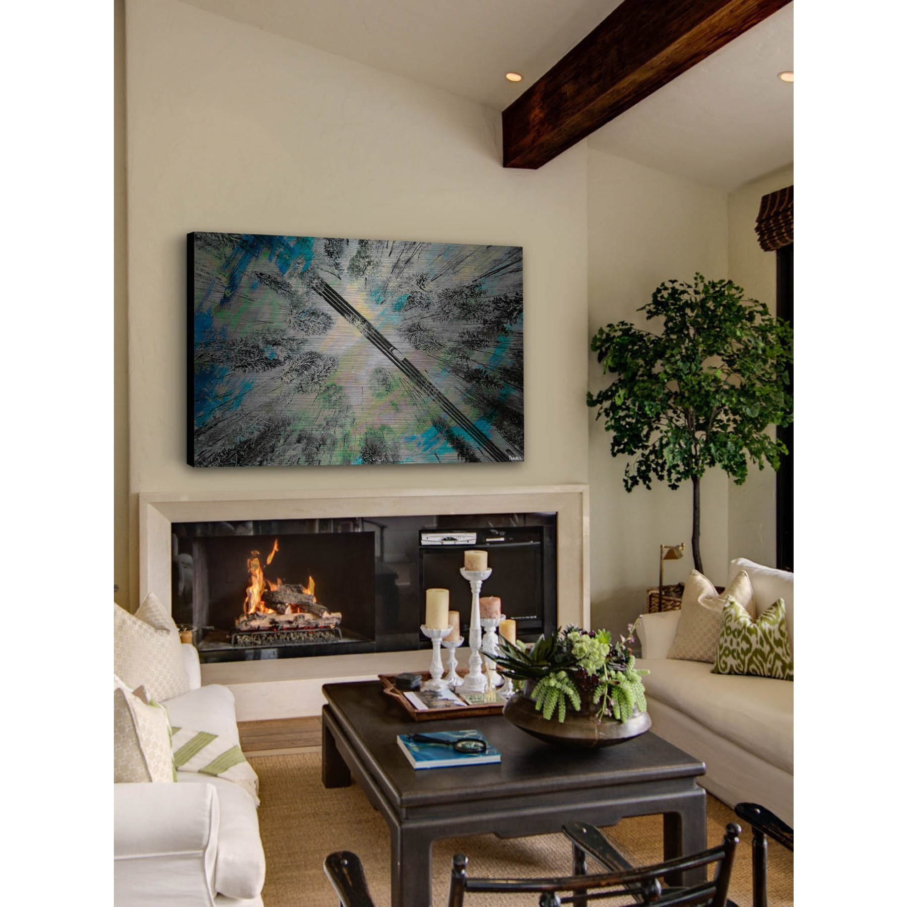 Parvez Taj "Ligthed Forest" Painting Print on Brushed Aluminum