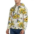 thumbnail image 3 of Naloa Bird Sunflowers Men's Casual Hooded Collar Drawstring Hoodies Pullover Sweatshirts Casual Long Sleeve Shirts-Medium, 3 of 7