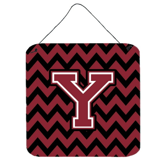 Letter Y Chevron Garnet and Black  Wall or Door Hanging Prints