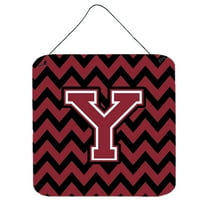 Letter Y Chevron Garnet and Black Wall or Door Hanging Prints