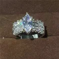 thumbnail image 2 of 3.00Ct Marquise Cut Simulated Diamond Bridal Set Gift Women Pretty Valentine Ring 14K White Gold Plated Silver, 2 of 5