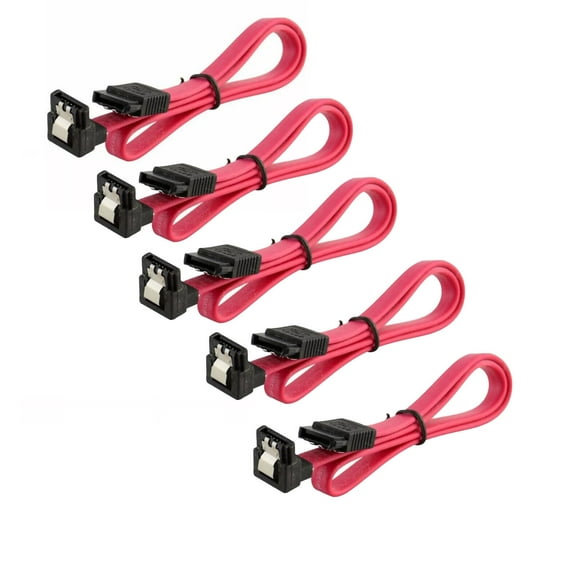 "18-inch SATA III 6Gbps Data Cable - 90-Degree Right Angle Connector for SSD/HDD (5-Pack)"