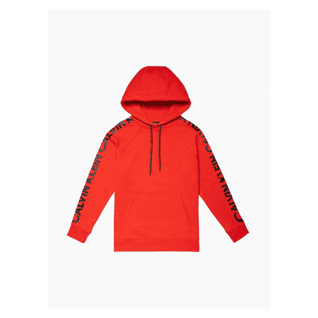 Calvin klein Performance Logo Raglan Sleeve Drawstring Hood,Bright Red Size M