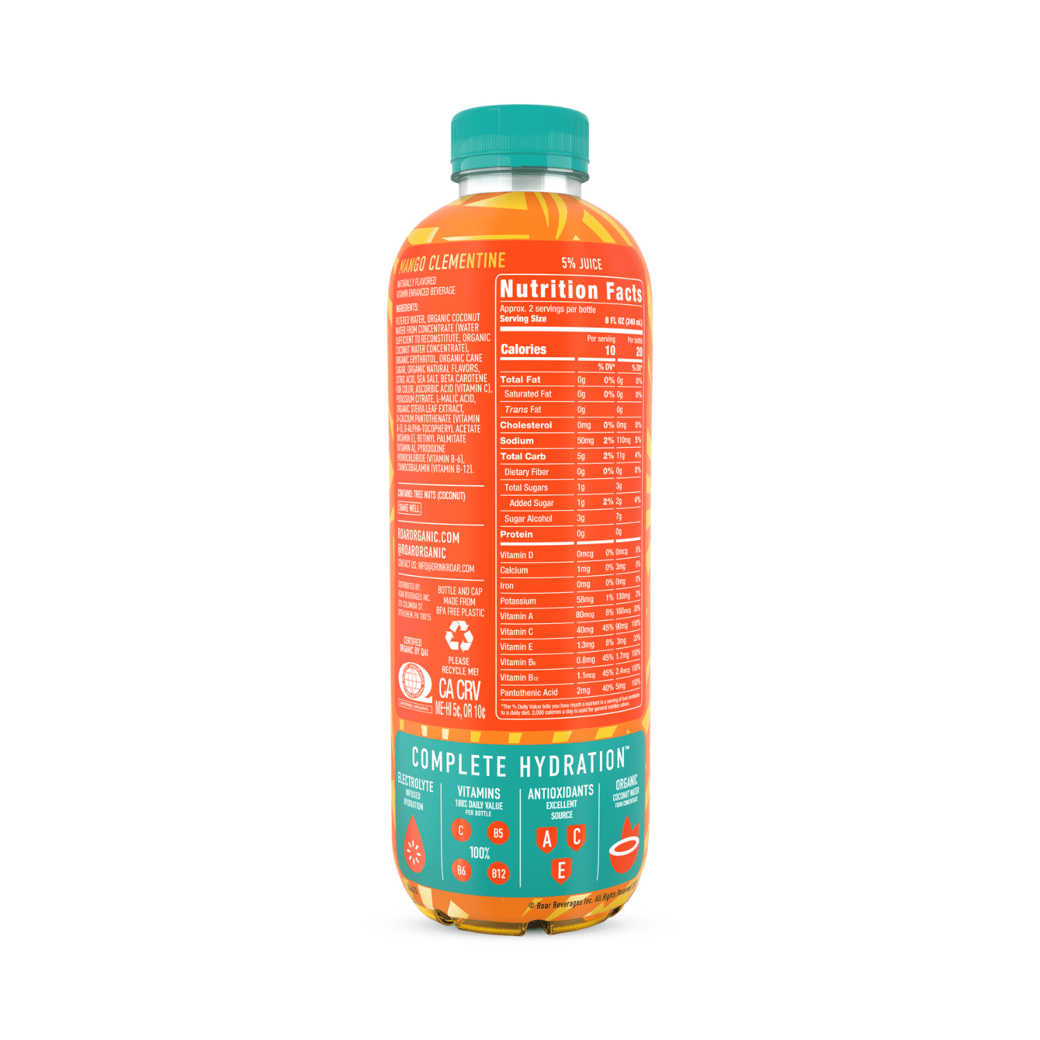 Roar Organic 18 fluid ounce bottle,  Mango Clementine Beverage