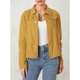 thumbnail image 6 of Women´s Solid Color Denim Jacket, Casual Long Sleeve Button Down Chest Pocket Jean Jacket, 6 of 9