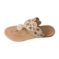 thumbnail image 2 of Norvail Ladies Flat Bottomed Beach Rhinestone Lightweight Casual Buckle Toe Sandals Flip Flops, Wide Foot Sandals For Women Dressy, Breathable Sparkly Clip Toe Design For Summer Going Out Shoes, 2 of 5