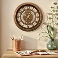 thumbnail image 2 of Unique Bargains Rustic Farmhouse Gear Clock with Moving Gears Wall Clock Brown, 2 of 6