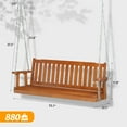 thumbnail image 3 of OverPatio 4.7FT Outdoor Patio Hanging Wooden Porch Swing with Adjustable Chains, 3-Person Hanging Bench Chair Heavy-Duty 880lbs for Garden Backyard(4.7FT,Brown), 3 of 8