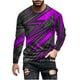 thumbnail image 2 of Blusas y camisas de manga larga con cuello redondo para hombre, blusa informal de manga larga con cuello redondo y estampado de rayas, blusa de poliéster para hombre, 2 of 5