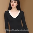 thumbnail image 2 of Conjunto de traje térmico con cuello en V, ropa y pantalones de otoño sin costuras de modal para mujer, 2 of 5