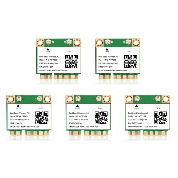 5X 1200Mbps Bluetooth 4.2 Mini Tarjeta PCI-e Wifi -AC7265 Tarjeta de Red Inalámbrica 7265 802.11ac 2.4G 5Ghz para Computadora Portátil 7260HMW