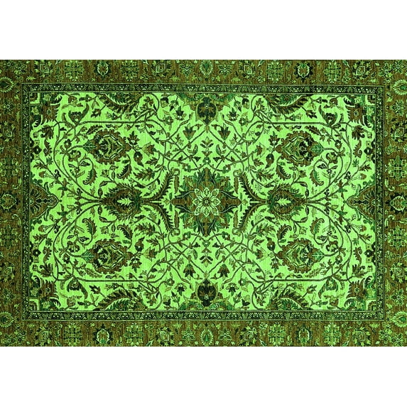 Ahgly Company Indoor Rectangle Abstract Green Modern Area Rugs, 5' x 8'