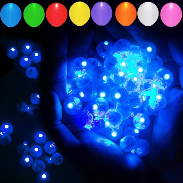 Globo de luz LED Aogist, redondo, azul, 100 unidades, para fiestas y eventos