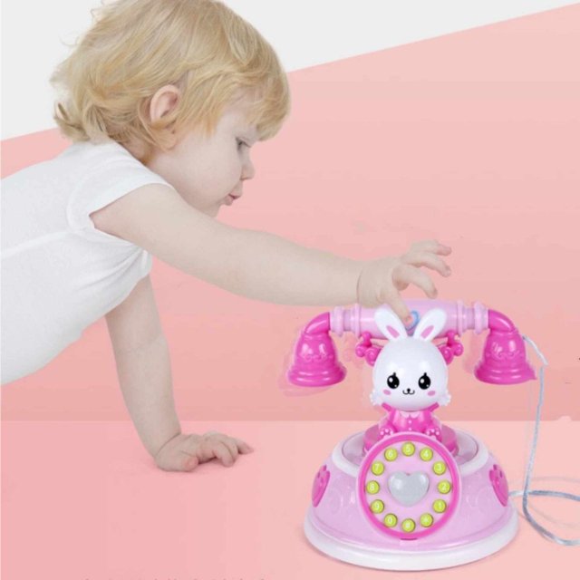 HLONK Led Rotary Phone Toy Rotary Landline Phone Rotary Phone Prop Rotary Light up Phone Kids Pretend Toy Telephone Communication Skills Training Electronic Landline Toy Girl Birthday Par