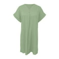 thumbnail image 6 of Womens Summer Casual Dresses Solid Color V Neck Short Sleeve Button Down Comfortable Mini Shirt Dress Workwear, 6 of 6