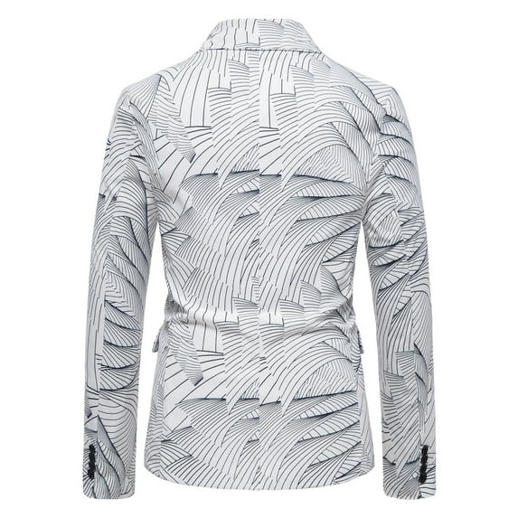 SEMIMAY Men's Winter Jacket Coat Casual Striped Printing Jacket Light Business One-button Pockets Fashion Shirt Coat