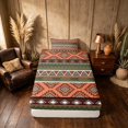thumbnail image 4 of Manfei Boho Aztec Twin Sheets, Tribal Geometric Bedding, Multicolor Orange, Black Reversible 3 Pieces1 Flat Sheet + 1 Fitted Sheet + 1 Pillowcase, 4 of 6