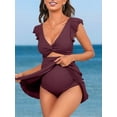 thumbnail image 3 of Asoul Maternity V Neck Oner Piece Cutout Modest Swimwear for Womens Ruched Pregnancy Swimdress Bathing Suit, 3 of 5