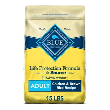 Blue Buffalo Life Protection Formula y Weight Chicken and Brown Rice Dry Dog Food for Adult Dogs, Whole Grain, 15 lb. Bag