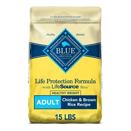Blue Buffalo Life Protection Formula Healthy Weight Chicken and Brown Rice Dry Dog Food for Adult Dogs, Whole Grain, 15 lb. Bag