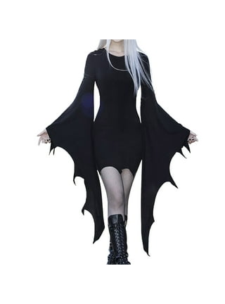 Halloween Costumes for Women 1950s Retro Steampunk Clothes Flare Sleeve  Gothic Dress Dark Cosplay Punk Hippie Dress