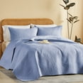 thumbnail image 2 of Davulos King Size Quilt Set 3 Pieces,Lightweight Blue Bedspread Coverlet Leaf Pattern Quilts for King Bed Microfiber Bed Cover Set for All Season, 2 of 8