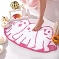 thumbnail image 5 of Halloween Bath Rug 19.7*31.5 Inch Ghost Bat Pattern Goth Bath Mat Spooky Black White Gothic Bathroom Rug Non Slip Front Door Mat Carpet for Bedroom Home Living Room Kitchen Floor Decor Supplies, 5 of 5