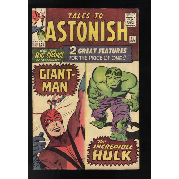 Tales To Astonish #60 FN+ 6.5 Incredible Hulk Giant-Man! 1964! Comic Book