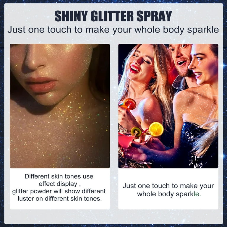 Body Glitter Spray, Glitter Spray for Hair and Body, Glitter Hairspray for  Clothes, Quick-Drying and Long-Lasting Body Shiny Spray for Stage Makeup