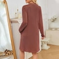 thumbnail image 5 of Women's Knit Dress V Neck Casual Long Sleeve Tunic Mini Dress Trendy 2025 Fall Ribbed Textured Solid Loose Pullover, 5 of 6