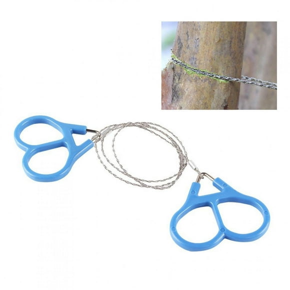 Steel Wire Saw Ring Scroll Emergency Tool for Wood, Metal, Plastic with Saw Tooth and Two Rings, Indicated for Fisherman