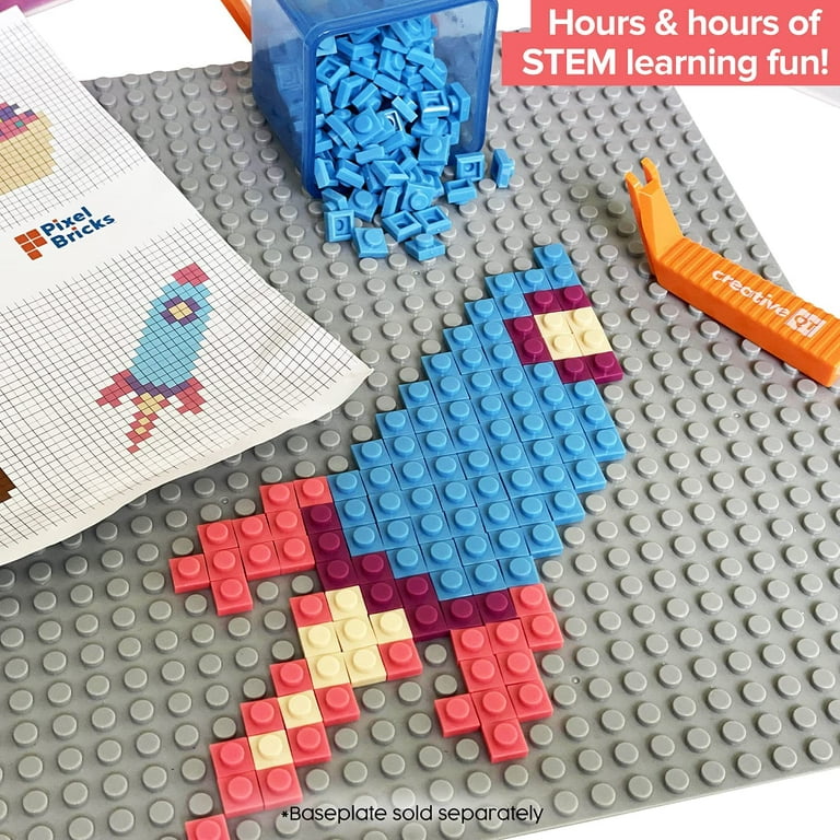 Creative qt Pixel Bricks Mosaic Kit: 1600 1x1 Building Bricks in 8 Classic Colors - Nano Blocks Art Set for Adults/STEM Toy Play