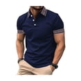 thumbnail image 2 of Men's Casual Polo Shirts Summer Short Sleeve Button Polo T Shirt Lightweight Collared Golf Shirt Navy 2XL, 2 of 4