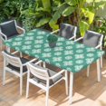 thumbnail image 2 of Teal Green Floral Table Cloths for 5 Foot Rectangle Tables, Spring Flowers Modern Abstract Art Farmhouse Patio Waterproof Elastic Fitted Tablecloths, Washable Rectangular Table Cover for Camping, 2 of 8