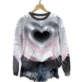 thumbnail image 4 of Hoodless Sweatshirts for Women Round Neck Love Heart Casual Sports Long Sleeve Sweatshirt Pullover Tops, 4 of 9