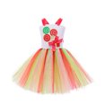 thumbnail image 6 of Little Girls Summer Sleeveless Princess Tutu Dress, Bright Striped Tulle Skirt with Front Flower Print, Kids Casual Holiday Birthday Party Play Outfit, 6 of 6