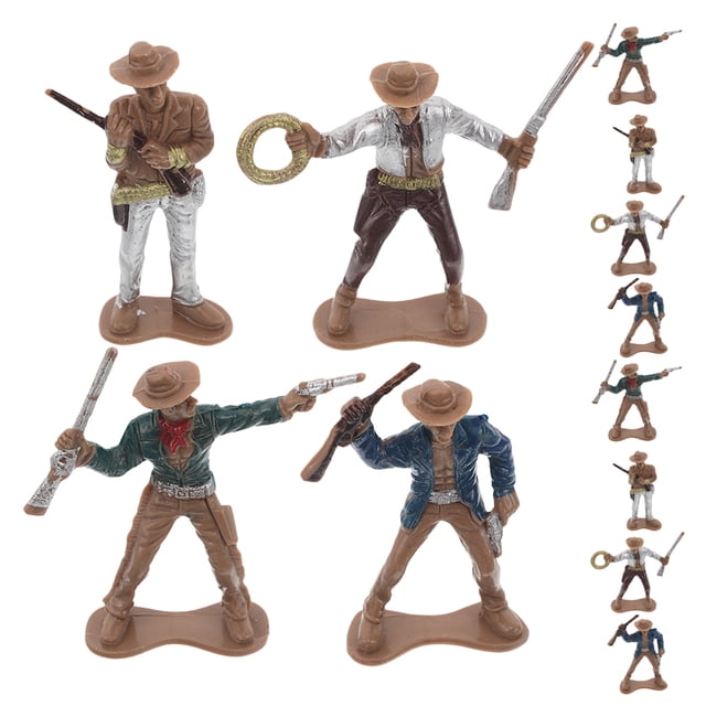12 figuras de juguete de vaquero occidental, decoraciones para fiestas del oeste, juego de modelos de vaquero, figuras de vaquero de plástico.